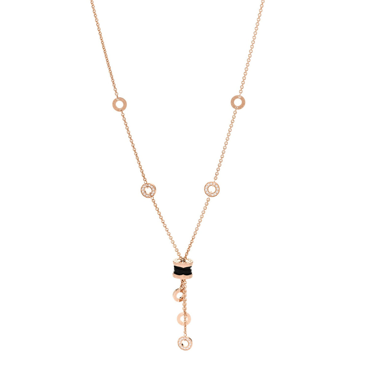 18K Rose Gold Diamond Black Ceramic B.Zero1 Necklace