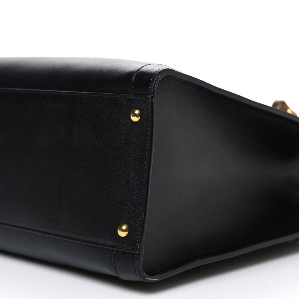Gucci Calfskin Medium Diana Tote Bag Black Yellow Fluo