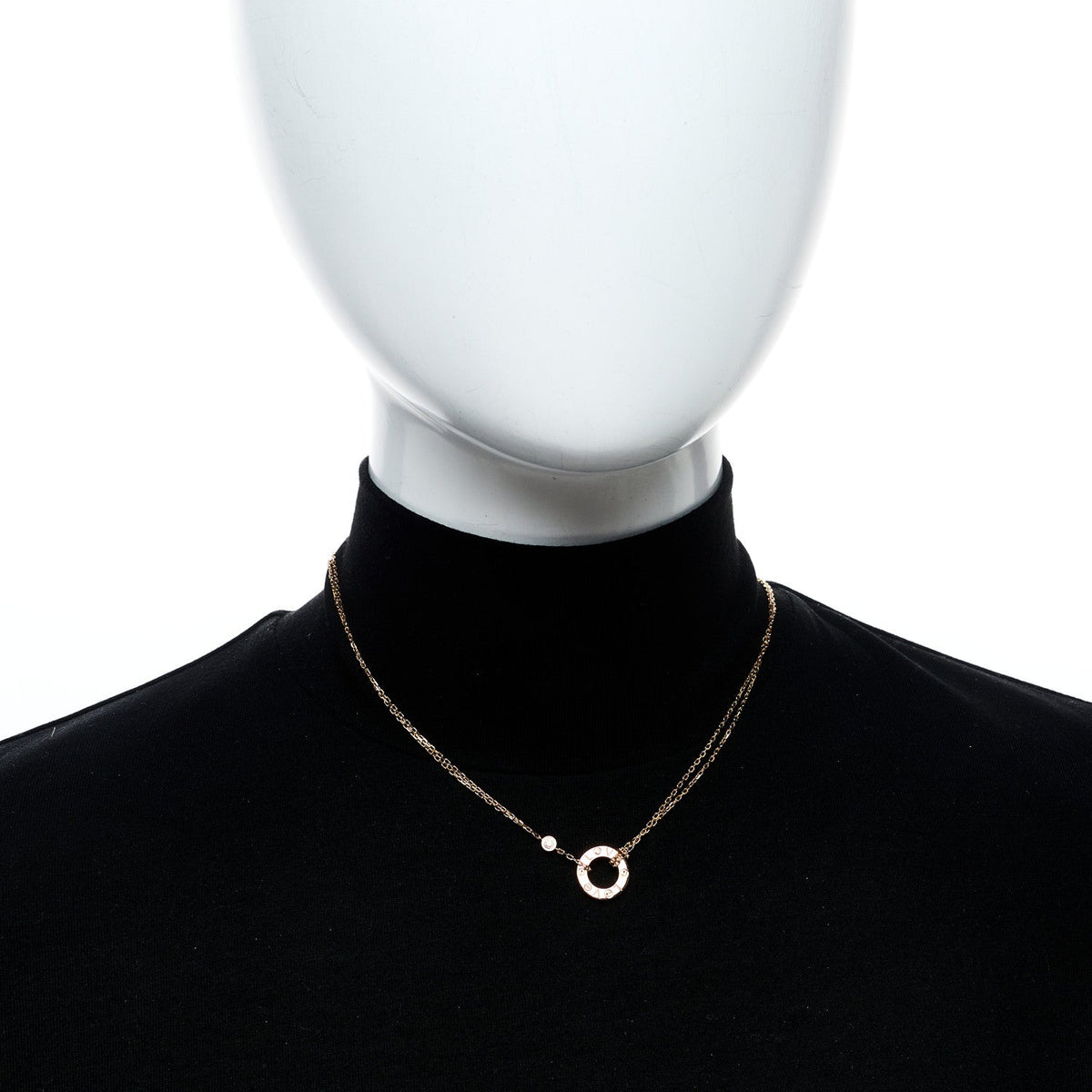18K Pink Gold 2 Diamond LOVE Necklace