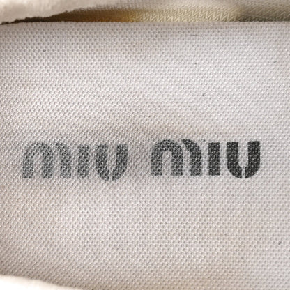 Miu Miu Technical Fabric Suede Women's Gymnasium Sneakers 38 White Burgundy