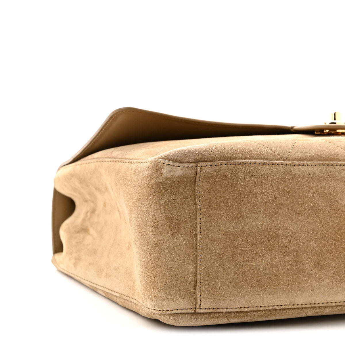 Maxi Calfskin Suede Flap Shoulder Bag