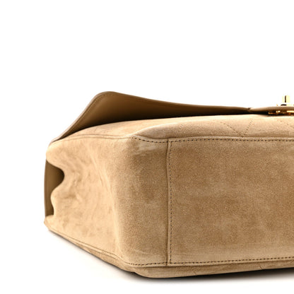 Maxi Calfskin Suede Flap Shoulder Bag