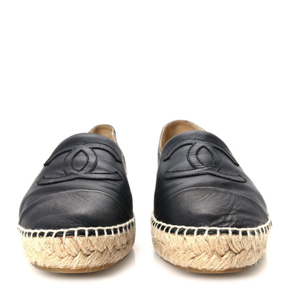Chanel Lambskin Women's CC Espadrilles 39 Black