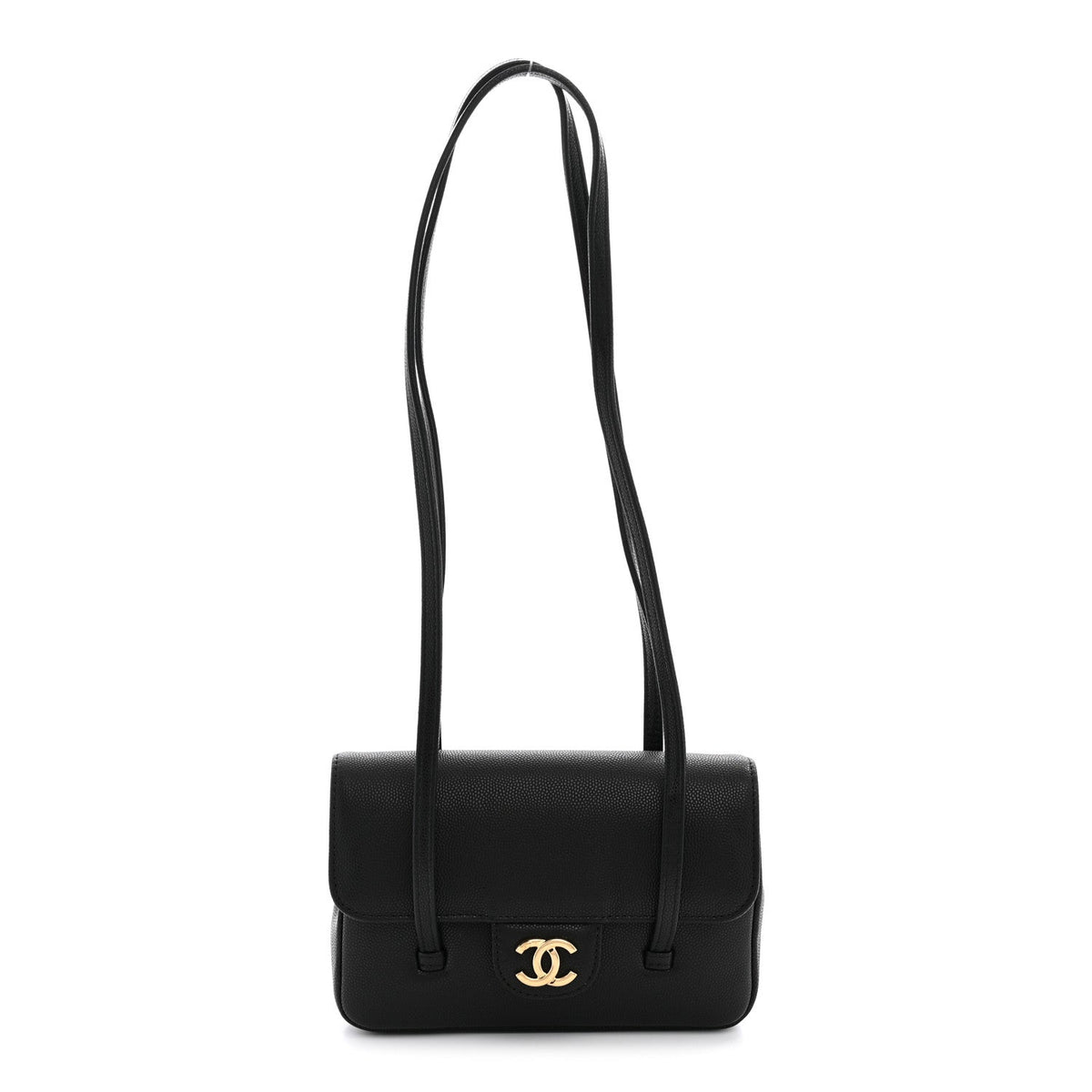 Mini Caviar Shoulder Bag - Black