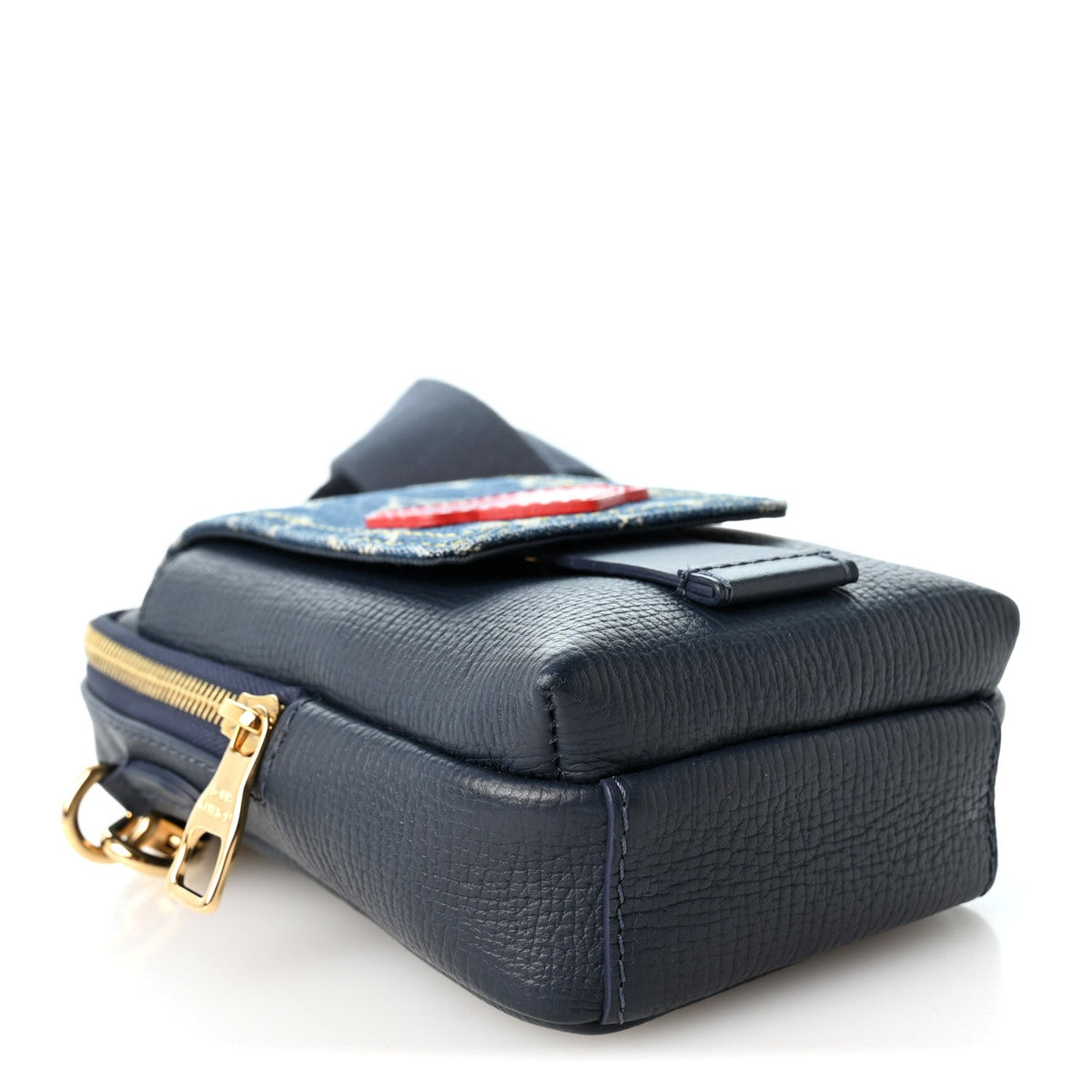 X Nigo Denim Monogram Flat Double Phone Pouch