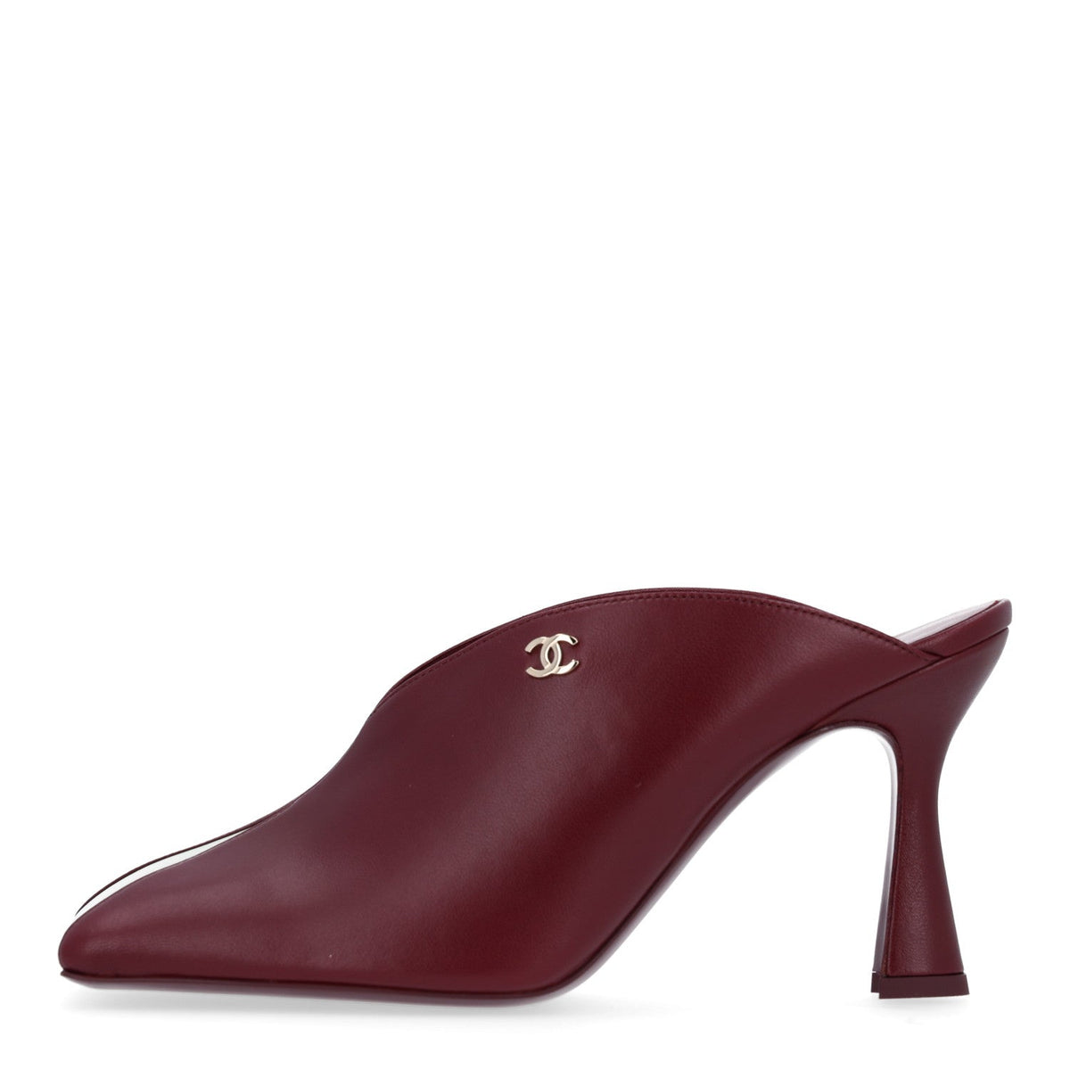 Lambskin CC Mules Dark Burgundy Light Green