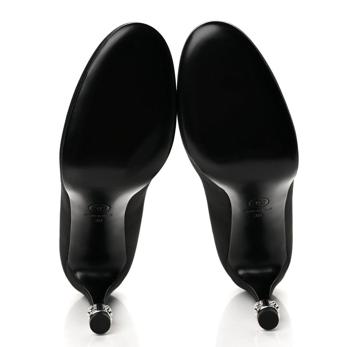 Chanel Satin Crystal Mary Jane Women's Pumps Black