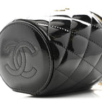 Chanel Patent Quilted Afternoon Tea Top Handle Vanity Case Black