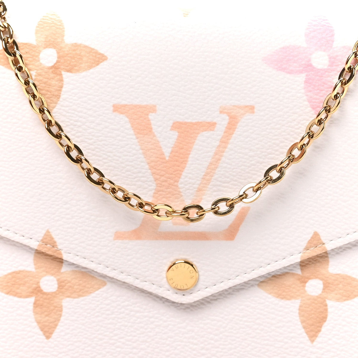Louis Vuitton Monogram Giant Felicie Pochette Chain Wallet Beige