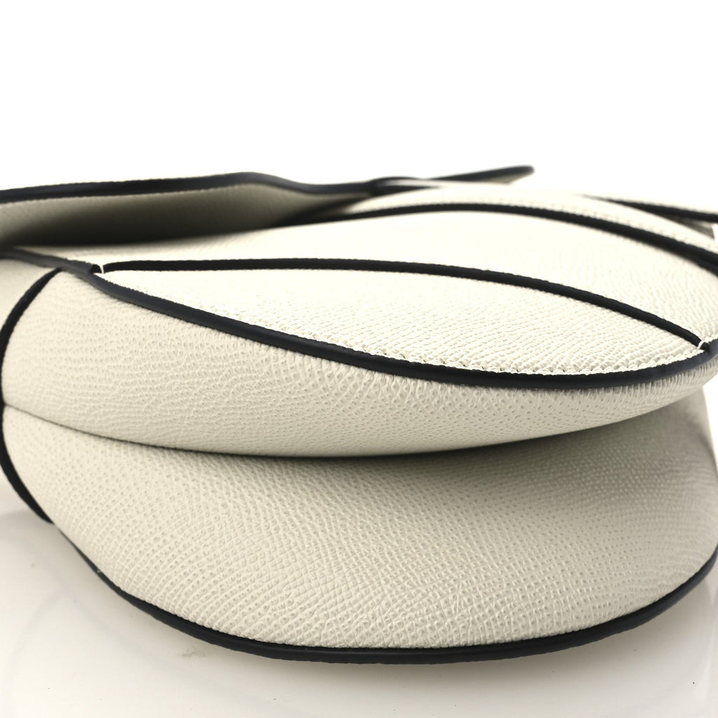 Christian Dior Grained Calfskin Saddle Bag With Strap Latte