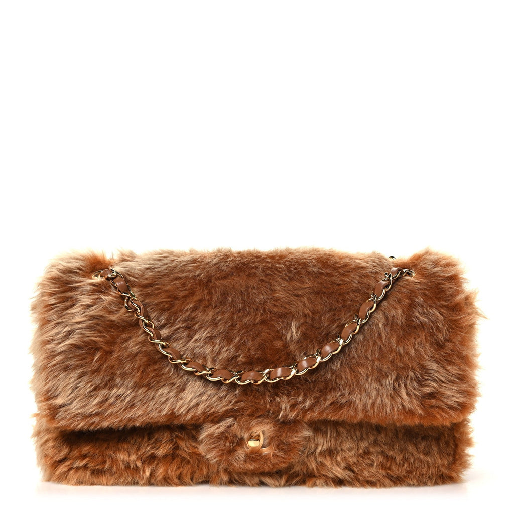 Chanel Shearling Lambskin Small Souplissimo Maxi Flap Brown