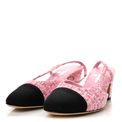 Chanel Tweed Grosgrain CC Women's Slingback Pumps