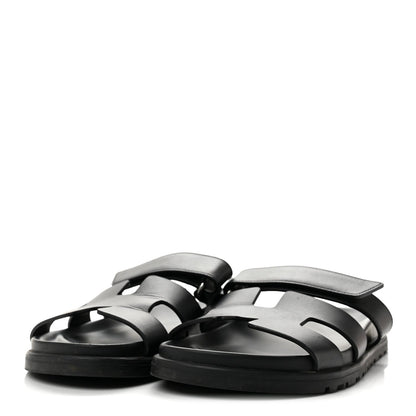 Hermès Calfskin Women's Chypre Sandals 37.5 Black