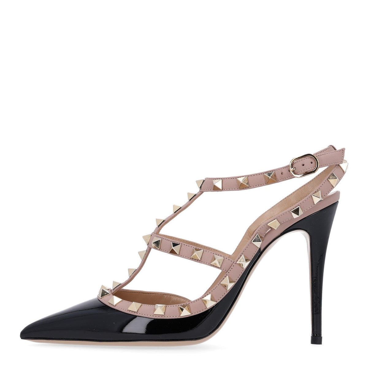 Garavanipatent Nappa Rockstud Ankle Strap 100Mm Pumps Black Poudre