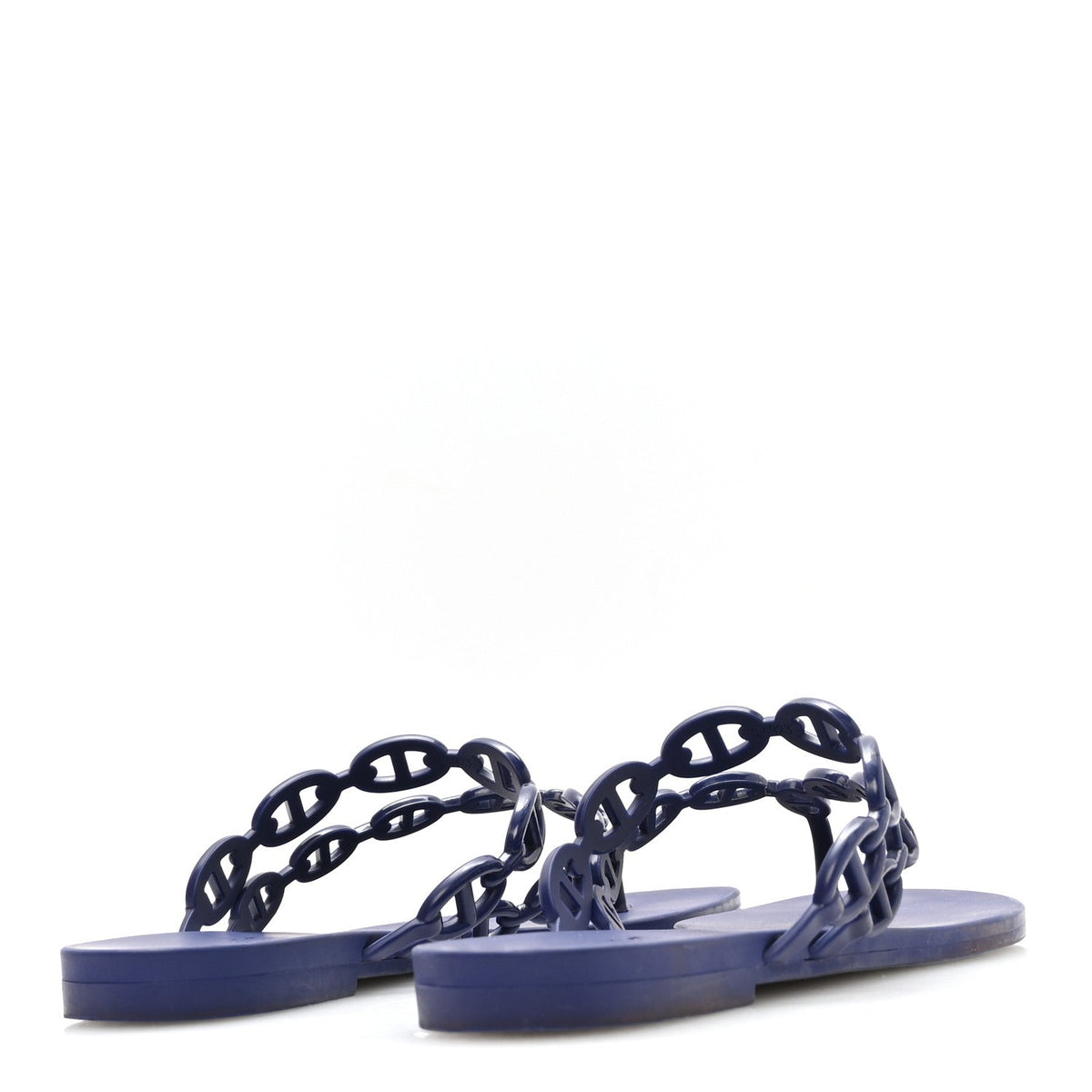 Hermes Rubber Women's Chaine d'Ancre Island Sandals 37 Bleu Smalt