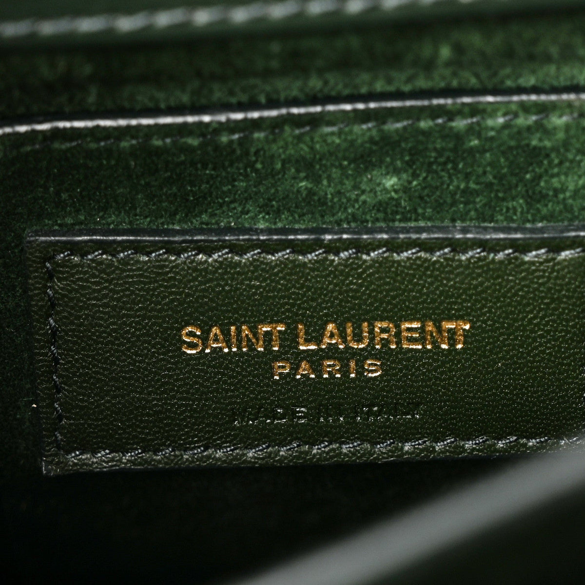 Saint Laurent Calfskin Medium Monogram Sunset Dark Green