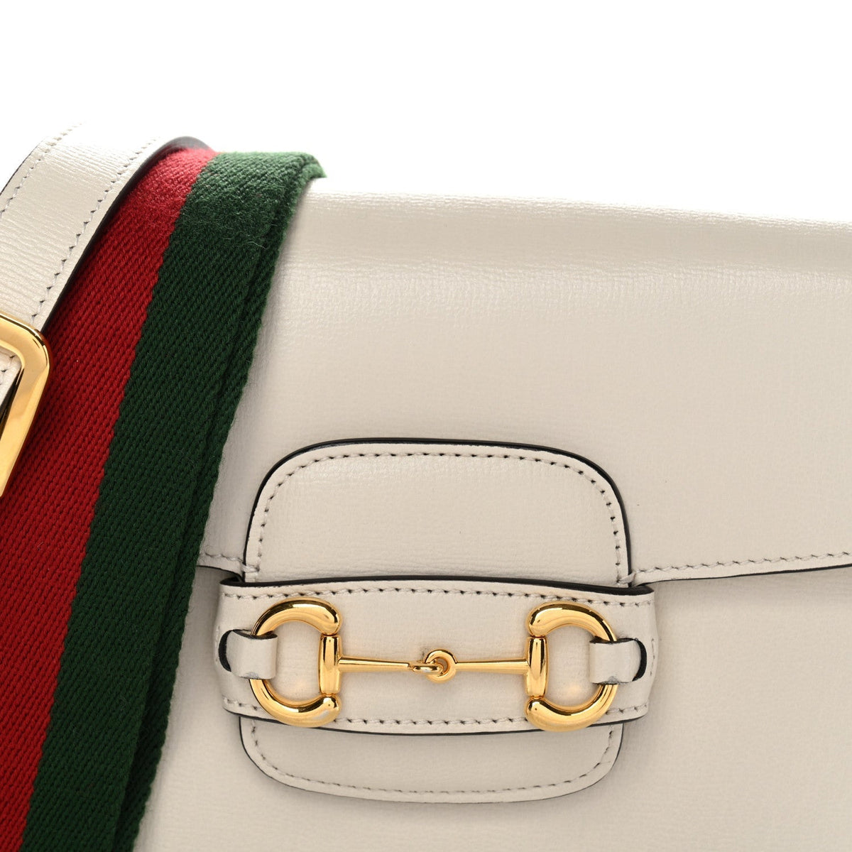 Gucci Calfskin Web Mini Horsebit 1955 Shoulder Bag Mystic White