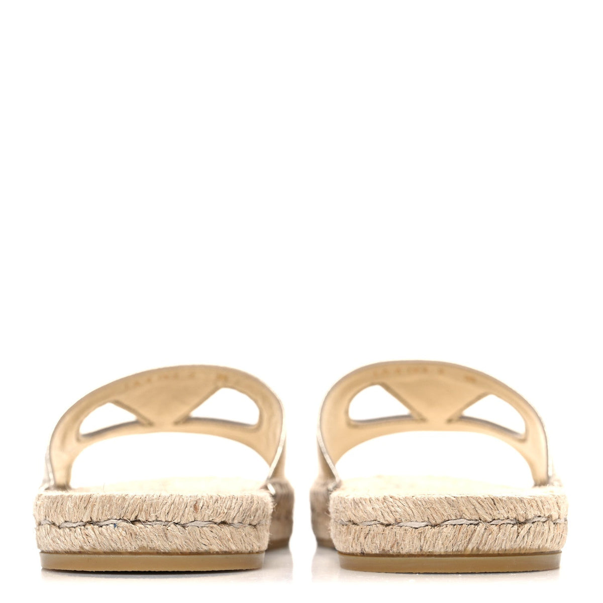 Valentino Garavani Laminated Napa Women's VLogo Cut Out Espadrille Slide Sandals 36 Silver