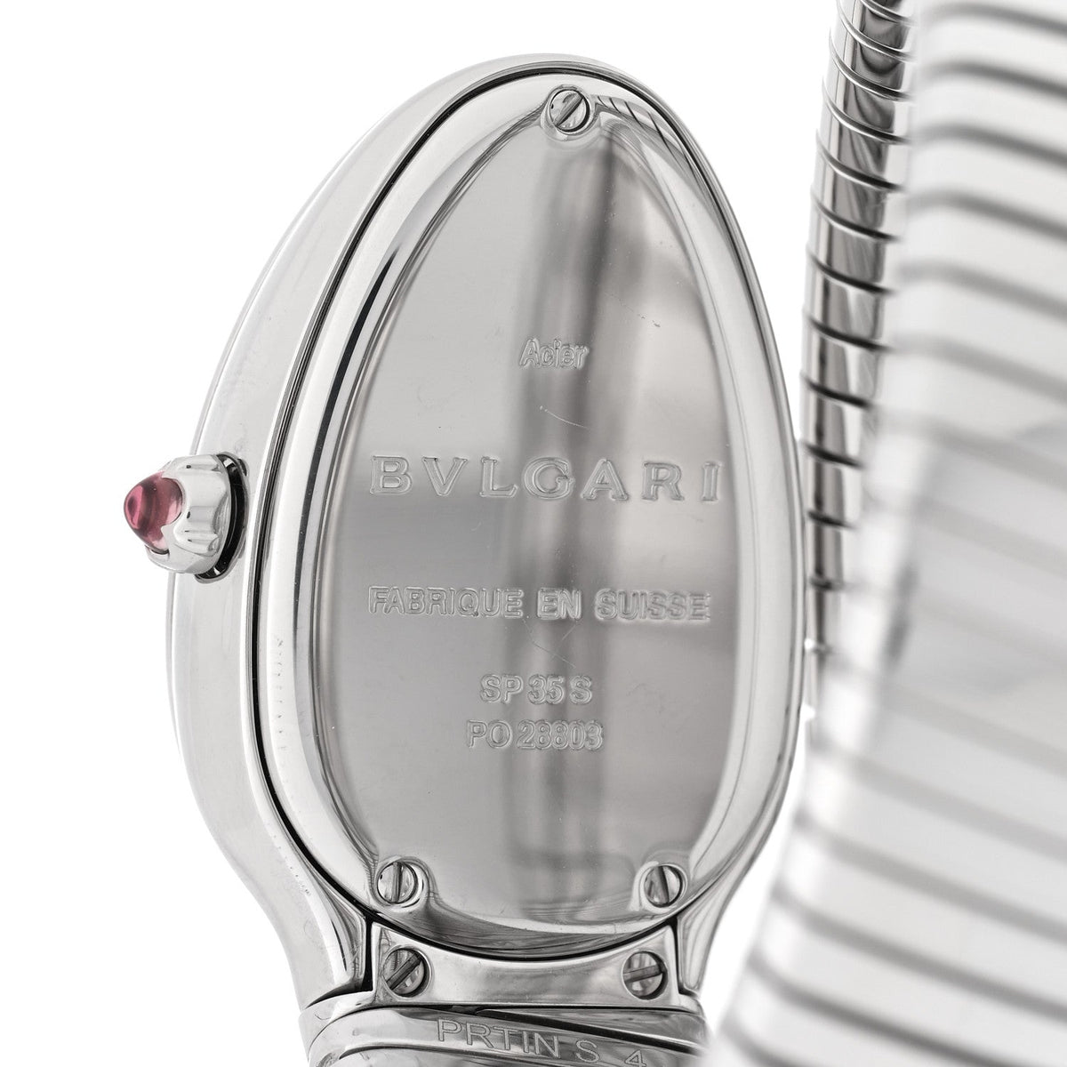 Bulgari Stainless Steel 35mm Serpenti Tubogas Quartz Watch Silver