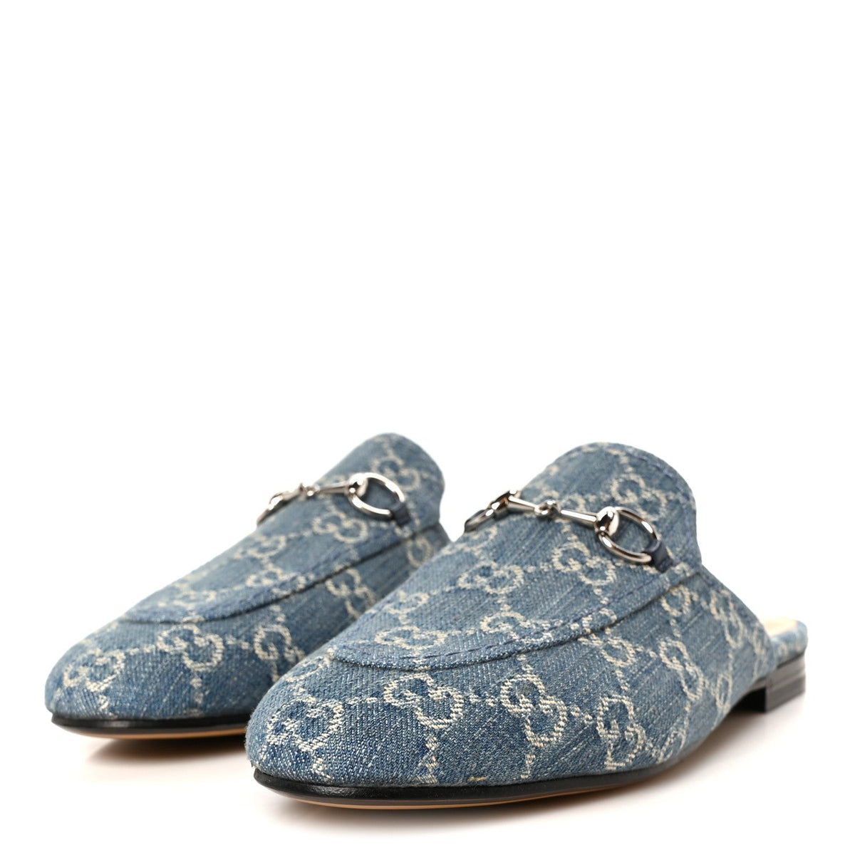 Gucci Denim GG Malaga Kid Women's Princetown Slippers 36.5 Light Blue Royale