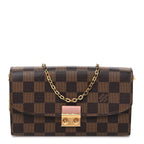 Louis Vuitton Damier Ebene Croisette Chain Wallet Rose Ballerine