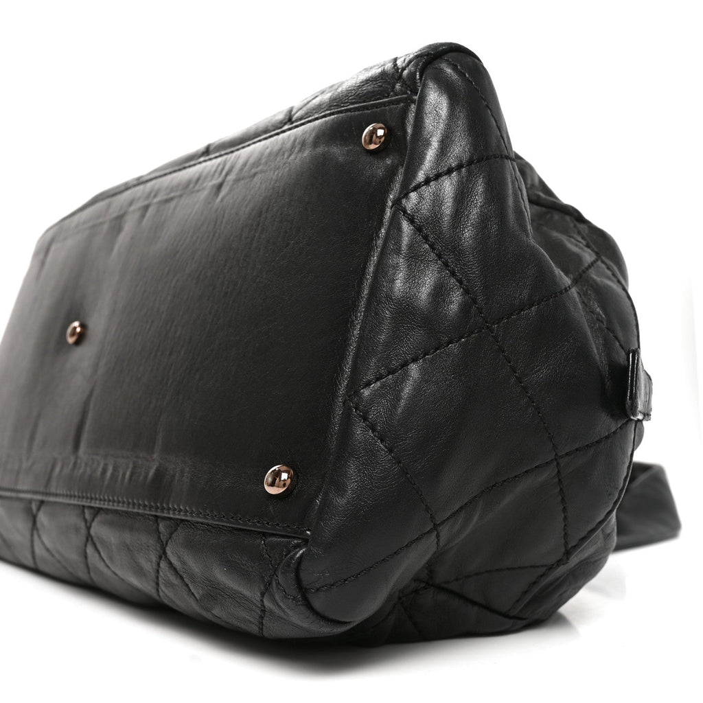 Chanel Lambskin Cloudy Bundle Bowler Bag Black