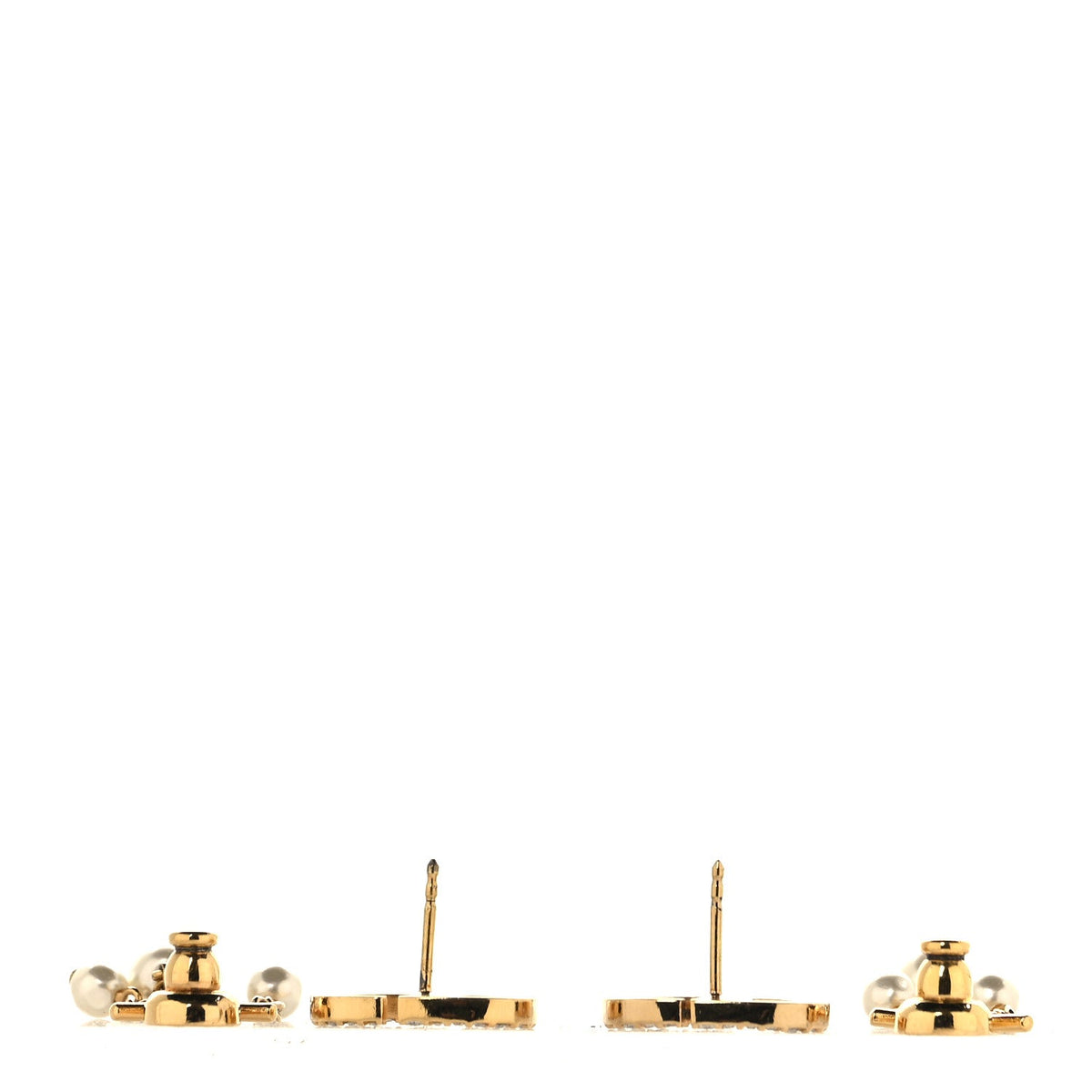 Christian DiorPearl Crystal Petit CD Drop Earrings Gold