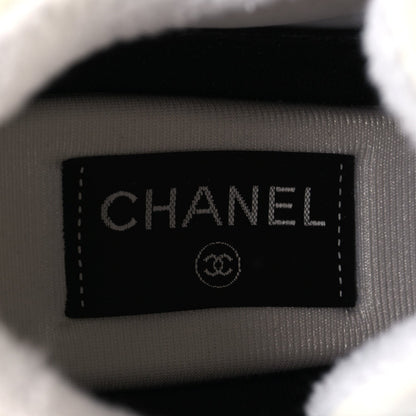 Chanel Suede Calfskin Women's CC Sneakers 37.5 White