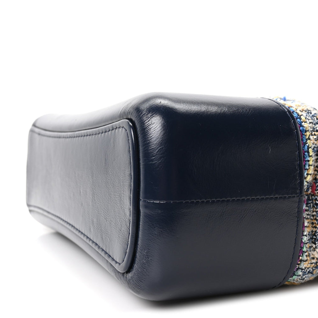 Chanel Tweed Calfskin Quilted Medium Gabrielle Hobo Navy