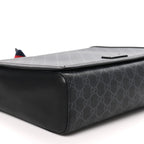 Gucci GG Supreme Web Flap Messenger Bag Black Grey