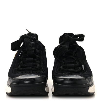 Chanel Velvet Calfskin Mixed Fibers Women's CC Sneakers 36 Black