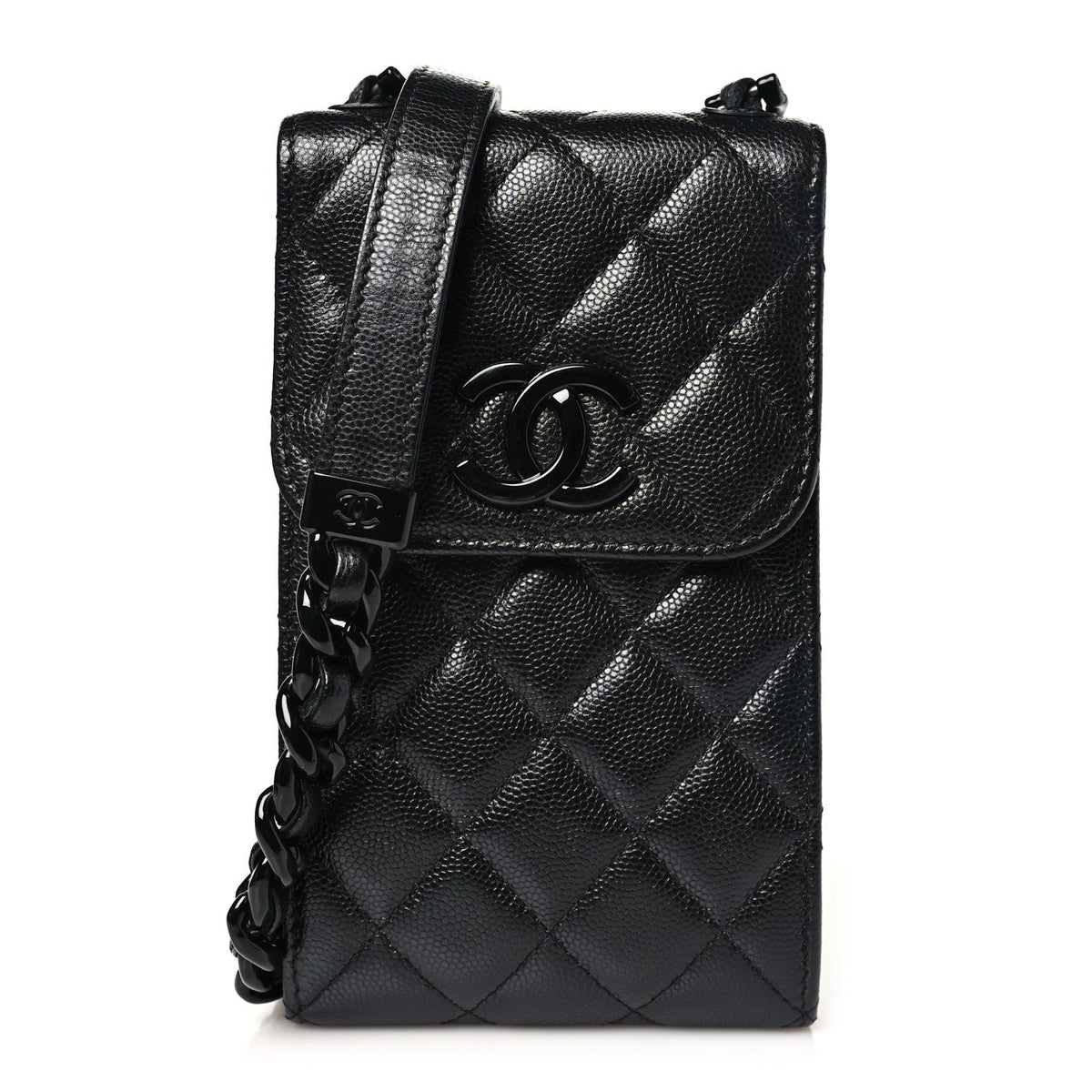 Quilted Caviar Clutch Bag - Black