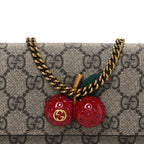 Gucci GG Supreme Monogram Mini Cherry Chain Bag Beige Red