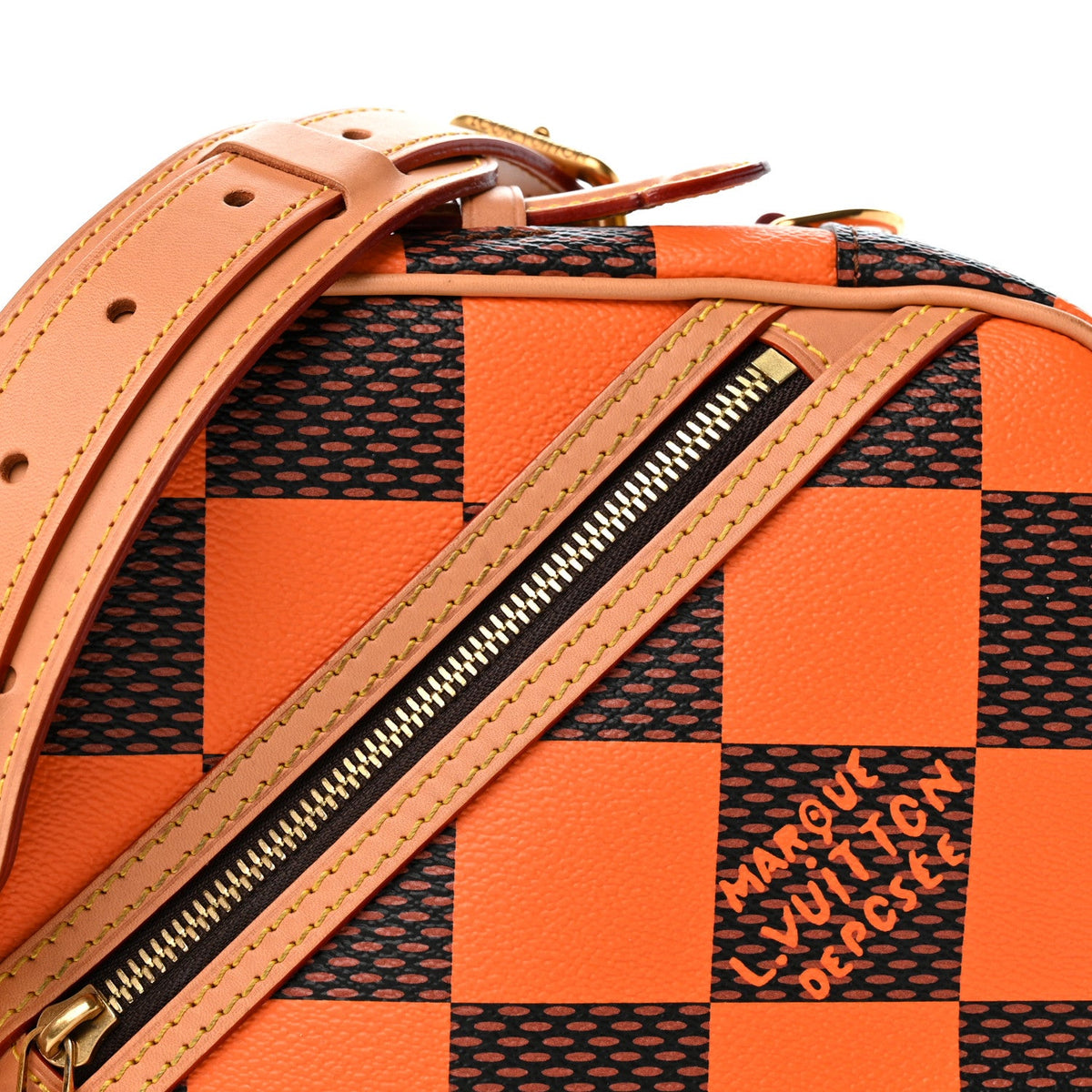 Damier Pop Chess Messenger Orange Handbag