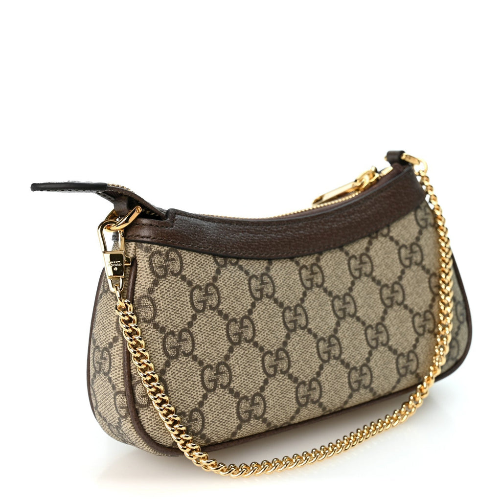 Gucci GG Supreme Calfskin Mini Ophidia Chain Bag Beige Ebony