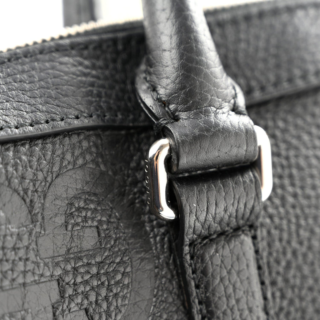 Gucci Piuma Calfskin Jumbo GG Embossed Briefcase Black