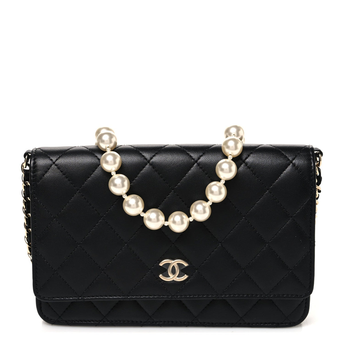 Quilted Lambskin Wallet Bag - Black
