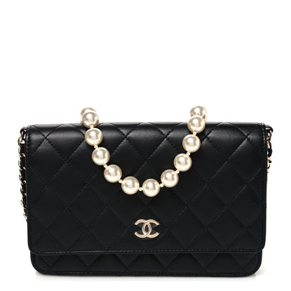 Quilted Lambskin Wallet Bag - Black