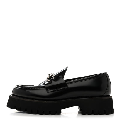 Gucci Cordovan Lux Women's Horsebit 45mm Platform Loafers 39.5 Black