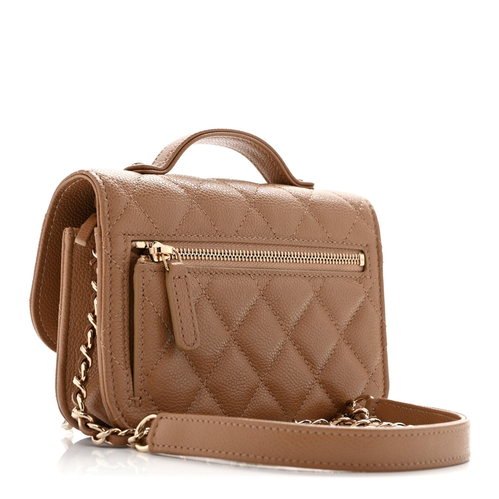 Chanel Caviar Quilted Business Affinity Clutch Dark Beige