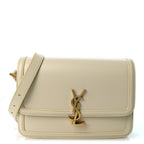 Saint Laurent Box Calfskin Monogram Medium Solferino Satchel Crema Soft