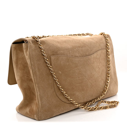 Maxi Calfskin Suede Flap Shoulder Bag
