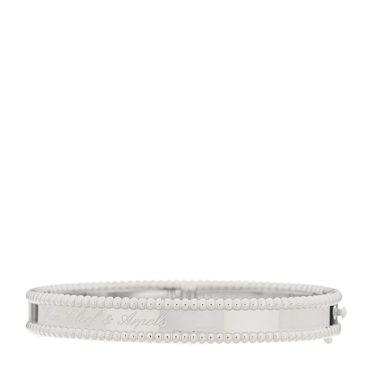 18K White Gold Perlee Signature Bangle Bracelet S