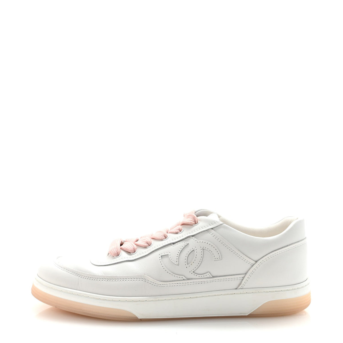 Calfskin CC Sneakers White Light Pink