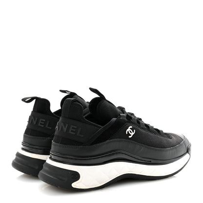 Chanel Velvet Calfskin Mixed Fibers Men's CC Sneakers 41 Black