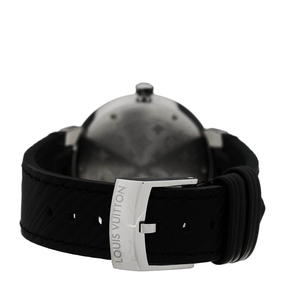 Louis Vuitton Stainless Steel Epi Diamond 33mm Tambour Slim Quartz Watch Black