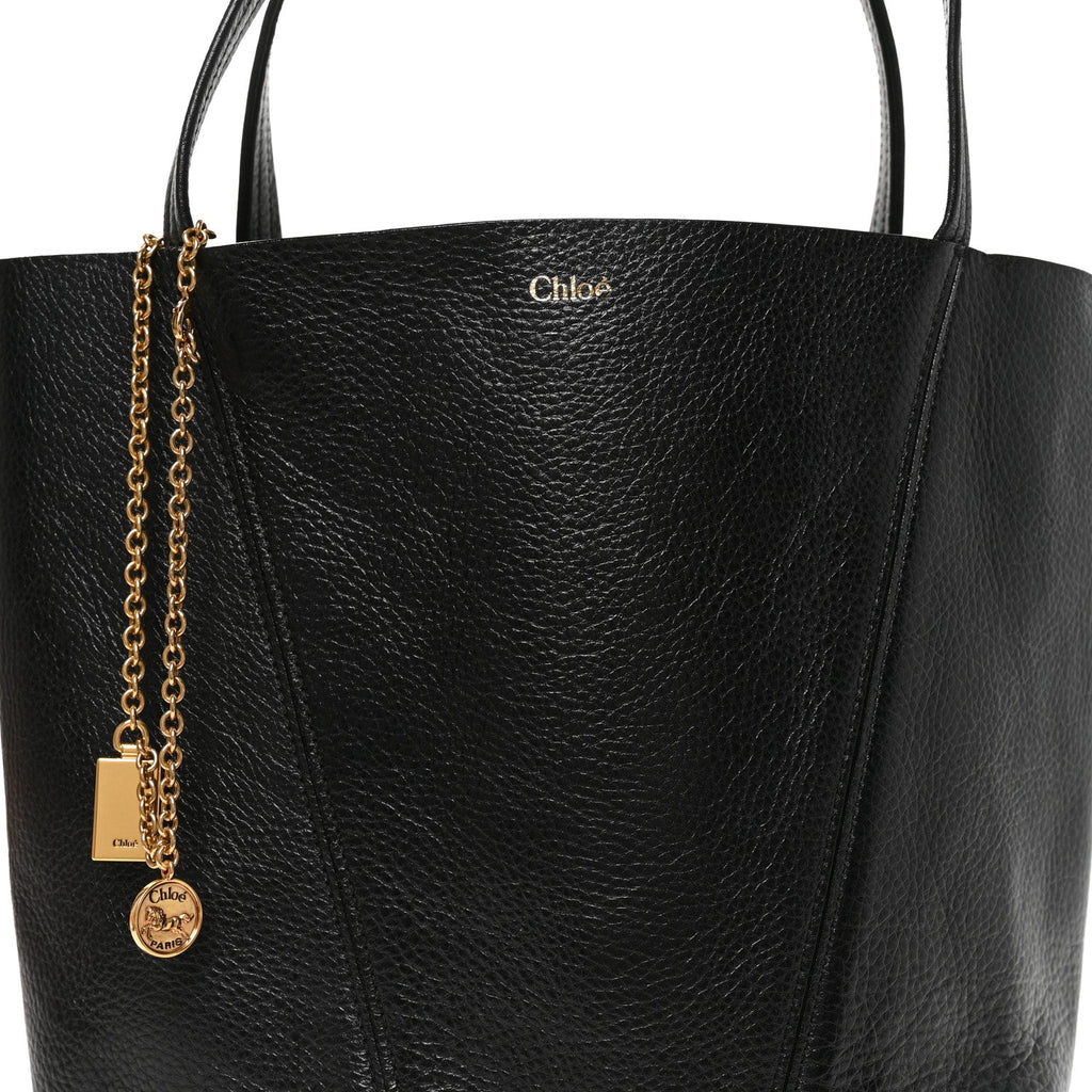 Chloe Grained Calfskin Medium Spin Tote Woodrose