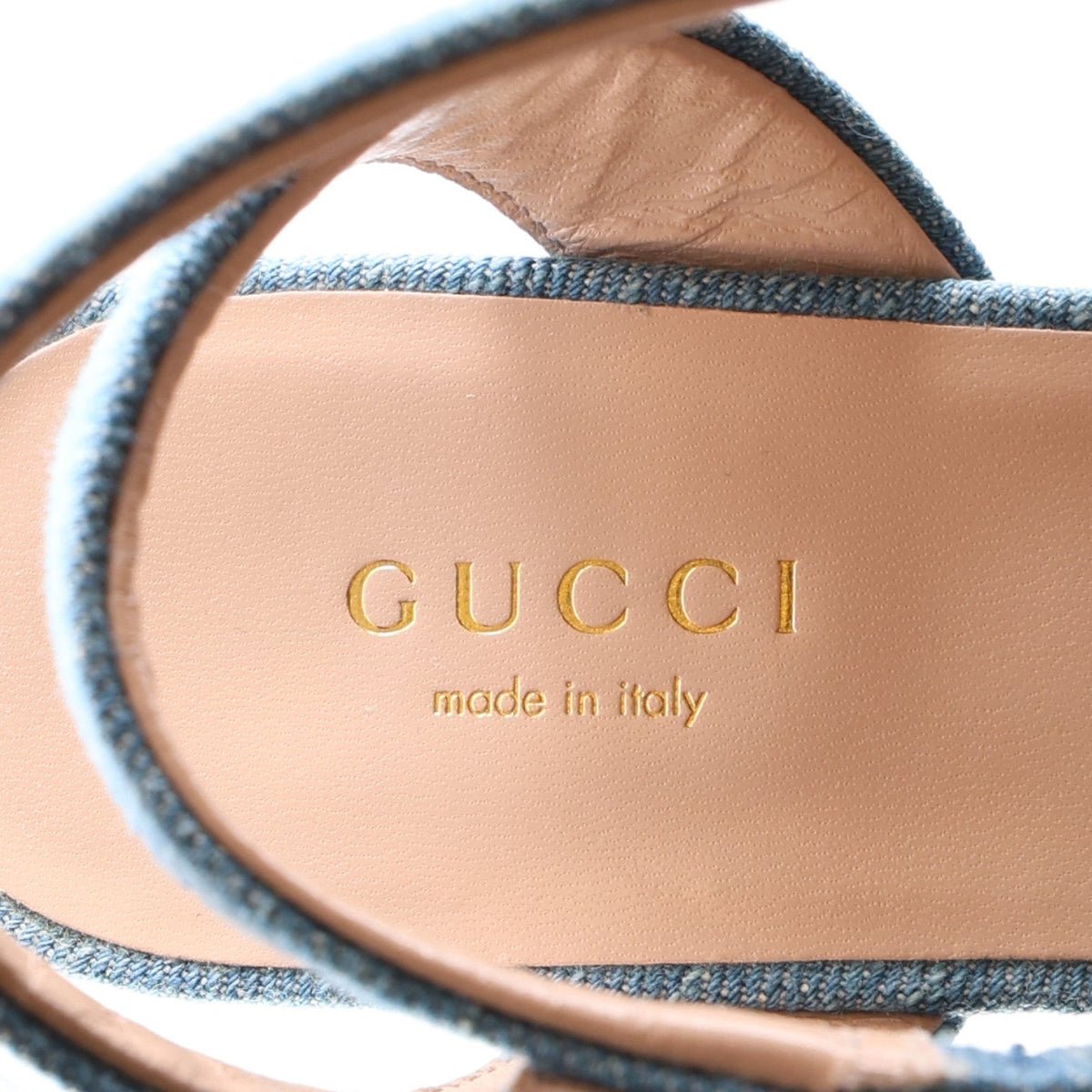 Gucci Denim Women's Horsebit Flatform Sandals 36 Old Azure