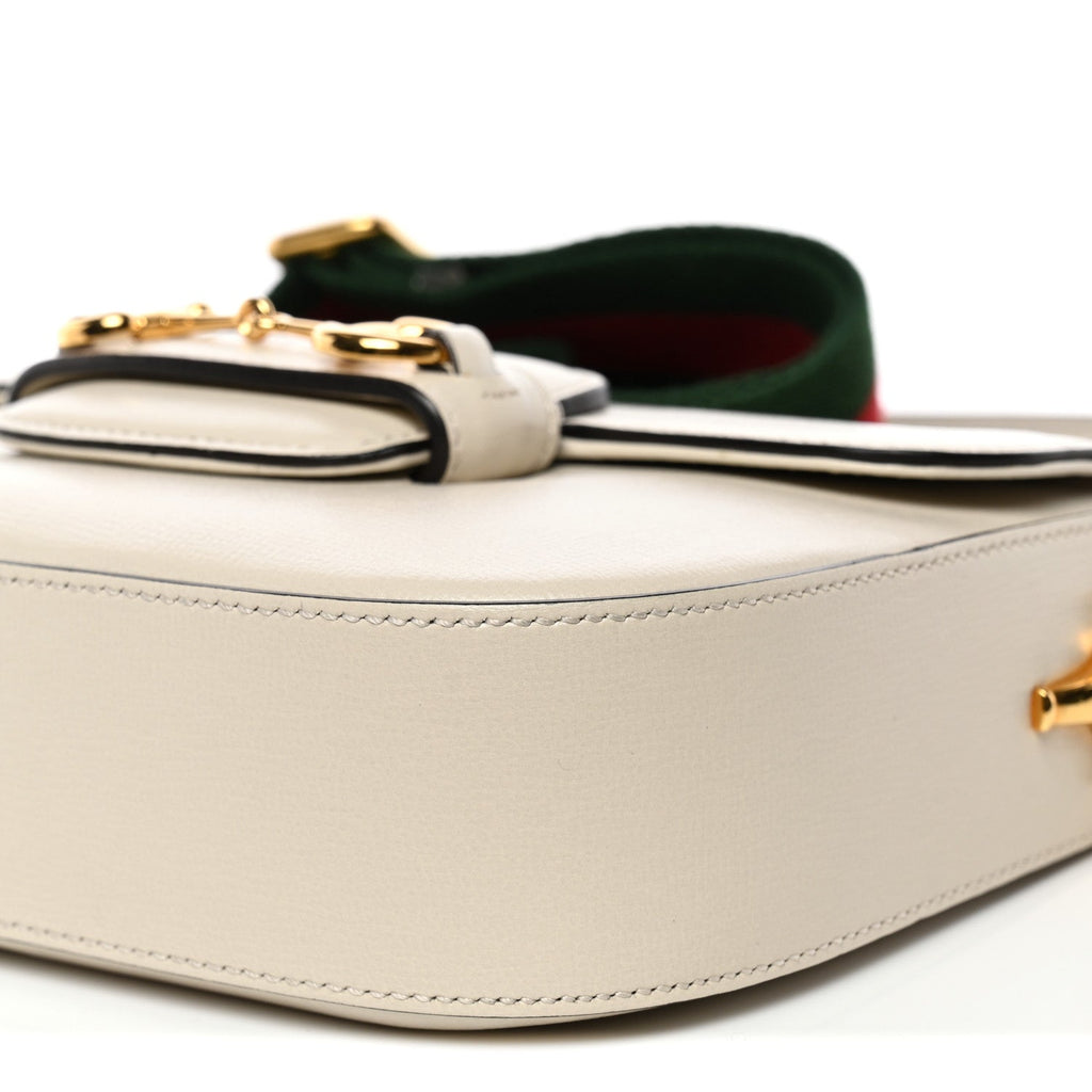 Gucci Calfskin Web Mini Horsebit 1955 Shoulder Bag Mystic White