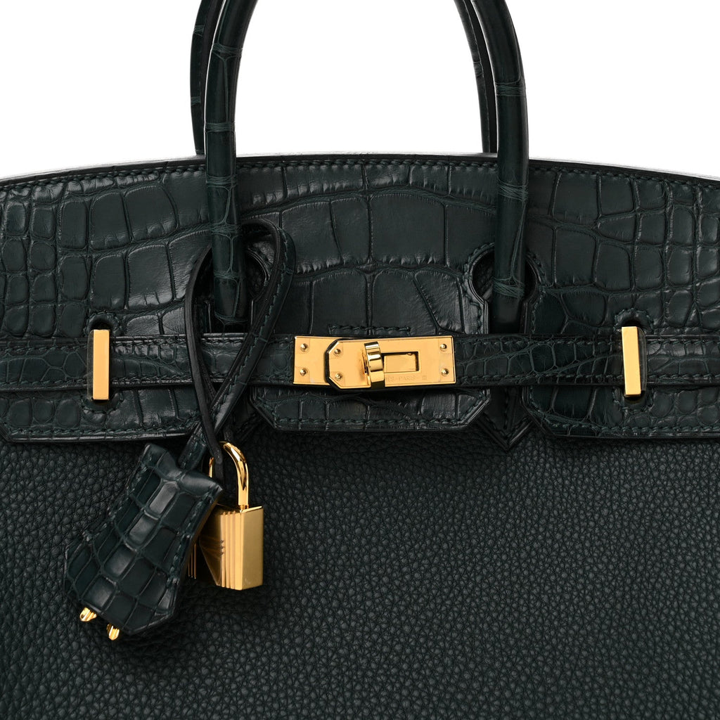 Hermes Togo Matte Alligator Birkin Touch 25 Vert Cypress